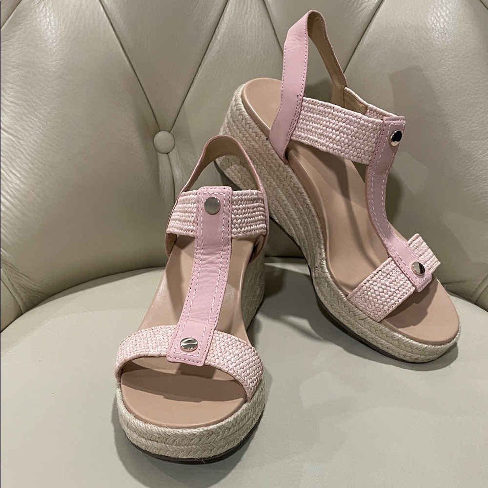 Vionic Pink Espadrille Wedge Sandals 8.5 W